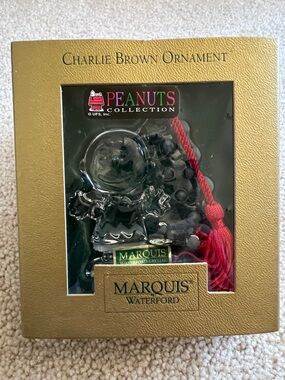 NIB Marquis Waterford Charlie Brown Crystal Ornament with Red Tassel